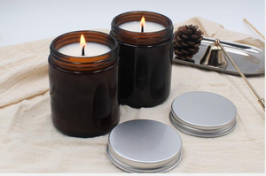 Frasco de Vidrio Ámbar Vacío de Lujo para Decoración del Hogar, Personalizado con Tapa para Velas - Product Image 3