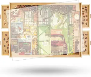 Tavolo puzzle in legno può essere ruotato tavolo Puzzle a 360 gradi con cassetto semplice tavolo puzzle in legno fornitura diretta in fabbrica