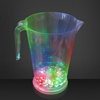 Pichet à bière lumineux en plastique transparent de 48 oz avec poignées pour fêtes, accessoires de bar, promotionnel, pour boissons
