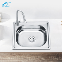 Évier de cuisine encastrable à cuve unique, durable, avec drain, pour cuisine, buanderie et buvettes domestiques