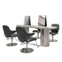 BoJue ensemble de mobilier de salon design moderne poste de coiffure en verre avec table de coupe de cheveux équipement de coiffure pour hôtels