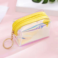 Jual Langsung Pabrik Tas Kosmetik Lipstik Transparan PVC Laser Gaya Baru Girly, Tas Kecantikan Mini untuk Pelajar, Tas Koin Gantungan Kunci