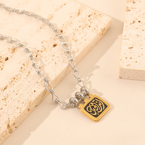 Collier pendentif carte de tarot vintage or et argent pour femme, chaîne à maillons en acier inoxydable, symbole religieux chrétien - Product Image 3