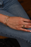 Design classique laiton délicat 14K or blanc CZ forme ovale trombone lien Cube Bracelets plaqué or et rhodium pour cadeau ou fête