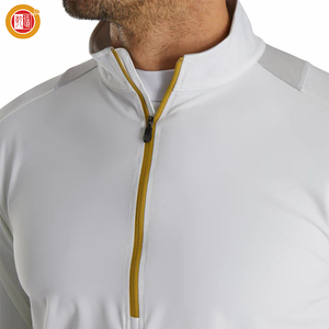 Custom Logo Printed <b>Men's</b> Performance <b>White</b> Block Golf Pullover <b>Sweatshirt</b> Oversize 1/4 Quarter Zip Long Sleeve for Autumn - Product Image 3