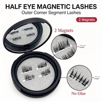 Faux cils magnétiques en cheveux synthétiques, vente en gros, personnalisables, avec aimants quantiques, demi-cils réutilisables, sans cruauté animale, sans colle