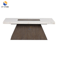 Table basse carrée de style nordique en marbre fin, pieds en métal légers, table centrale peu encombrante pour condo, studio, salon