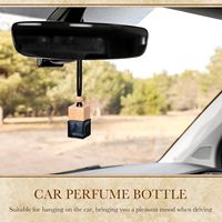 Diffuseur d'arômes carré en verre noir pour voiture, avec couvercle en bois, style pendentif, conteneur vide à suspendre pour parfum - Exclusivité transfrontalière