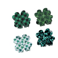 Pince à cheveux en forme de trèfle à quatre feuilles pour la Saint-Patrick, vente en gros d'usine, avec logo personnalisé, accessoire pour chignon pour femme