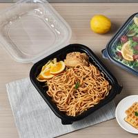 9*9 pouces 3 compartiments jetables blanc/noir couleur PP plastique boîte à lunch plateau alimentaire emballage de viande conteneur pour les aliments à emporter