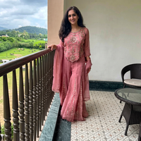 Robe Anarkali brodée rose traditionnelle indienne et pakistanaise pour femmes, longueur au sol, avec dupatta, tenue de mariage