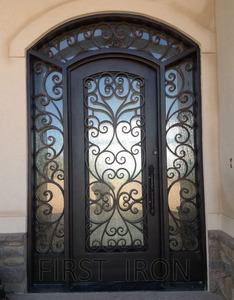 <span class=keywords><strong>Porta</strong></span> d'Ingresso Doppia in Ferro Battuto <span class=keywords><strong>con</strong></span> Traversa e Finestre Laterali - Product Image 2