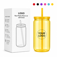 Gobelets en plastique personnalisés pour événements promotionnels, durables, 16 oz, réutilisables, avec pailles en plastique colorées