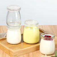 Jolie petite bouteille en verre transparent de 100 ml, adaptée aux bébés, avec couvercle hermétique pour le stockage des aliments, des desserts, du yaourt, de la gelée, du lait