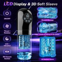 KI-Synchronisierter Taschenmasturbator für Männer, Penispumpe mit Stoß-, Rotations-, Vibrations- und Saugfunktion, Männlicher Masturbator mit LCD-App-Steuerung