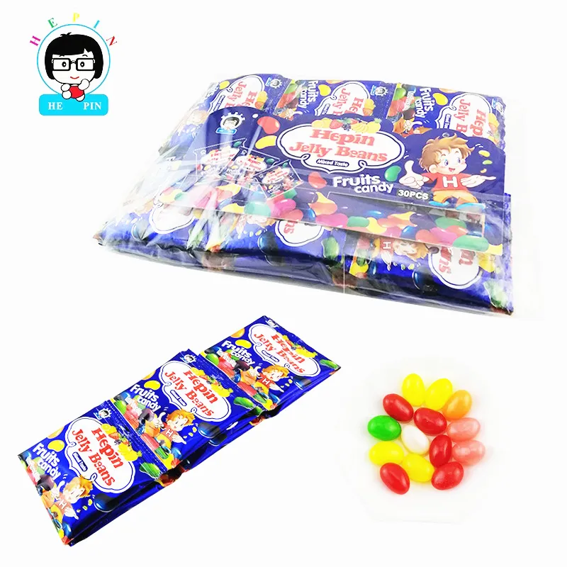 Multi-bunte Kau frucht Fudge Sweet Gummy Fruits Aroma Jelly Bean Candy Halal