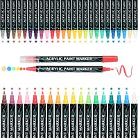 Stylos de peinture acrylique à double pointe, moyens et pointes de pinceau, marqueurs de points de calligraphie pour ensemble de peinture sur toile en bois de roche ou emballage en vrac