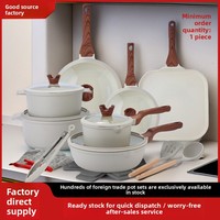 Batterie de cuisine antiadhésive Donnor Ruili 9/15/21 pièces en granit, comprenant casserole à lait, marmite à soupe et poêle à frire, nouveau style chinois avec couvercles en silicone