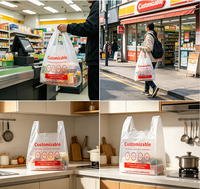 Sac de courses réutilisable en PE imprimé en gravure avec logo personnalisé de haute qualité, couleur et épaisseur personnalisables, sac de supermarché, sac de courses, sac en forme de T