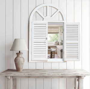 <strong>Window</strong> Frames Designs Espejo Pared White <strong>Window</strong> Shaped <strong>With</strong> <strong>Shutter</strong> Wooden Wood,wood Everyday Support Hanger 25129 - Product Image 1
