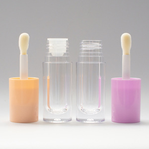 Straight Round Shape Thick Wall 6ml Big Wand Big Brush Lip Gloss TubeYellow Lid Liquid Lipstick <b>Tubes</b> Custom logo - Product Image 1