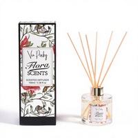 Diffuseur de parfum à bâtonnets Via Pinky Flora Scents 100ml, flacon imprimé botanique, bâtonnets parfumés, cadeau d'aromathérapie pour la maison, logo personnalisé