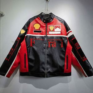 Giacca da Moto in <span class=keywords><strong>Pelle</strong></span> Traspirante Antivento con Ricami per <span class=keywords><strong>Uomo</strong></span>, per Corse Fuoristrada - Product Image 1