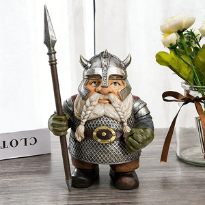 Estatua de Jardín de Gnomos Caballeros, Miniatura de Armadura de Samurái 3D, Guardián Enano Templario, Artesanía de Resina, Decoración de Jardín - Product Image 2