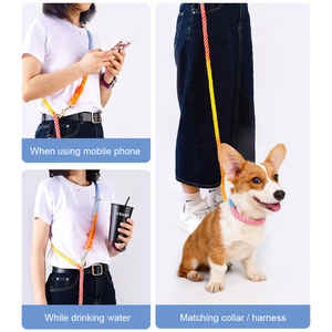 Juego de correa de perro multifuncional arcoíris, doble 2 ganchos, manos libres, ajustable, Collar para exteriores, cuerda de algodón para caminar cómodo para mascotas - Product Image 2