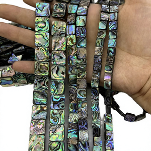 Perles de coquille d'ormeau naturelles RZ 10 mm, cordons de coquillages, forme carrée, en vrac, fabriquées à la main en Inde pour la fabrication de bijoux - Product Image 4