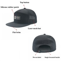 Casquettes de sport pour hommes, Vintage, personnalisé, 7 panneaux, Patch en Silicone, Logo, maille Laser, percé à bord plat, en