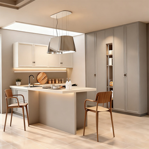 Mobile da Cucina Americano in Legno, Corpo in Truciolato, Anta Senza Vernice, Noce Rosso Okoume, Telaio+Pannello Interno in Truciolato Verniciato, Prodotto in Cina - Product Image 3