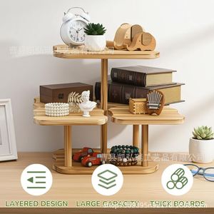 Wooden multi-tiered <b>desktop</b> <b>shelf</b>, square and round adjustable <b>shelf</b>, cake and pastry display tray, wooden <b>desktop</b> storage rack - Product Image 2