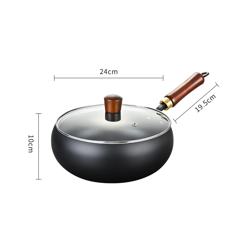 Black 24cm with glass lid