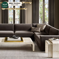 Canapé d'angle moderne en L, directement de l'usine, avec accoudoirs fins, mobilier d'intérieur, structure en bois massif, tissu personnalisé pour hôtel et villa
