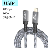 Câble USB4 Type-C 8K 60Hz Mâle-Femelle, Cordon d'Extension Compatible Thunderbolt 3/4, 40 Gbps, PD240W, Charge Rapide 5A pour Ordinateur et Imprimante