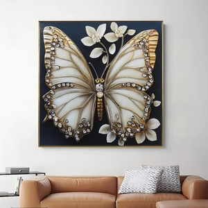 Decoración Moderna Personalizada para el Hogar, <span class=keywords><strong>Arte</strong></span> Mural Tridimensional de Mariposas Coloridas, Pinturas Murales Abstractas Hechas a Mano - Product Image 1