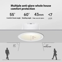Spot encastré LED rond 75 mm à trou ouvert anti-éblouissement pour salon, chambre et bureau – Vente directe usine