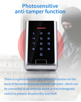 Clavier sans fil de contrôle d'accès RFID 433 MHz en alliage de zinc ABS étanche IP67 avec lecteur de carte de proximité EM 125 KHz et communication 40 m