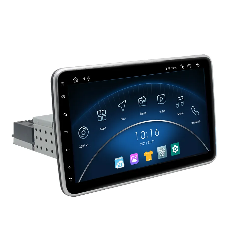 Autoradio Android 1din 10.1 pouces, lecteur Dvd, stéréo, écran rotatif à 360 degrés, Navigation Gps, appareils électroniques