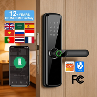 Serrures de porte intelligentes OEM WiFi Tuya App Home Electronic Digital Password Biometric Fingerprint 5050 Mortise TTlock avec poignée