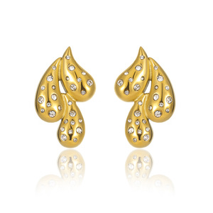 Pendientes de gota de lágrima de cristal brillante Pendientes de moda chapados en oro de 18 quilates Elegante accesorio de noche diario - Product Image 1