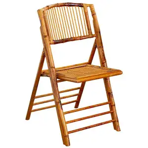 轻质折叠设计竹制户外座椅，复古风格竹椅
