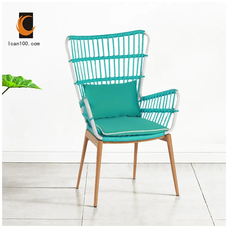 Sedie moderne in corda per sedie da giardino verdi da giardino Set di Chat in vimini per esterni Boho con cuscini