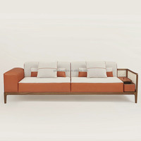 Canapé italien léger de luxe style de vie canapé de salon combinaison de meubles en cuir minimaliste canapé Orange