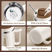 Gobelet isotherme de voyage en acier inoxydable 304 à double paroi, anti-fuite, avec logo personnalisé, pour boire du café, 500 ml, avec cuillère pliable