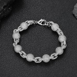 Luxury 18K Gold <b>Bead</b> Chain <b>Bracelet</b> with Full Diamond Round <b>Bead</b> Iced Out Design for <b>Men</b> Women Fine Jewelry <b>Bracelets</b> Bangles - Product Image 1
