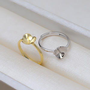 แหวนเงินแท้ S925 ลายดอกไม้เรียบง่าย แบบเปิด สำหรับผู้หญิง พร้อมไข่มุก DIY อุปกรณ์เสริม ขนาด 8-9  ฐานเปล่า รูปทรงเลข 197 - Product Image 2