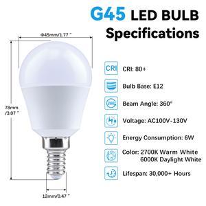 Ampoule LED G45 à filament <span class=keywords><strong>Edison</strong></span> sans scintillement 3W 5W 7W Culot E12 E27 E26 Blanc Laiteux - Product Image 2