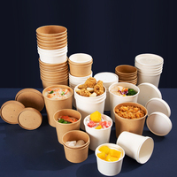 750Ml Recyclable Personnalisé Coloré À Emporter Brun Kraft Papier Bol Soupe Alimentaire Conteneur Élimination Restaurant Papier Bol pour la Cuisson